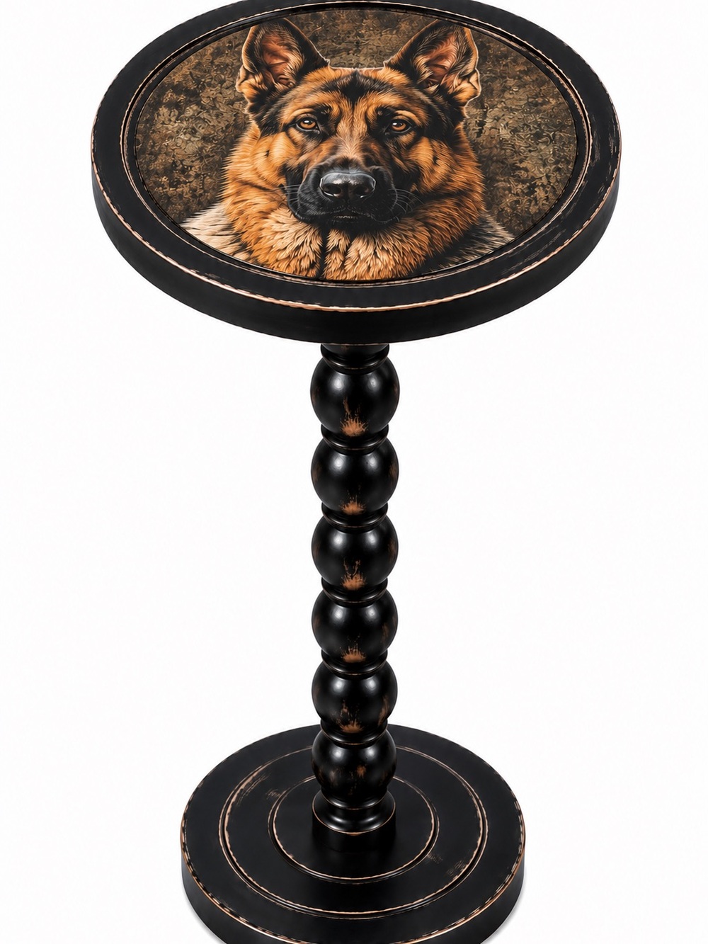 3 Day Sale! Sheriff K9 Black German Shepherd Accent Table- Police K9 Drink Table